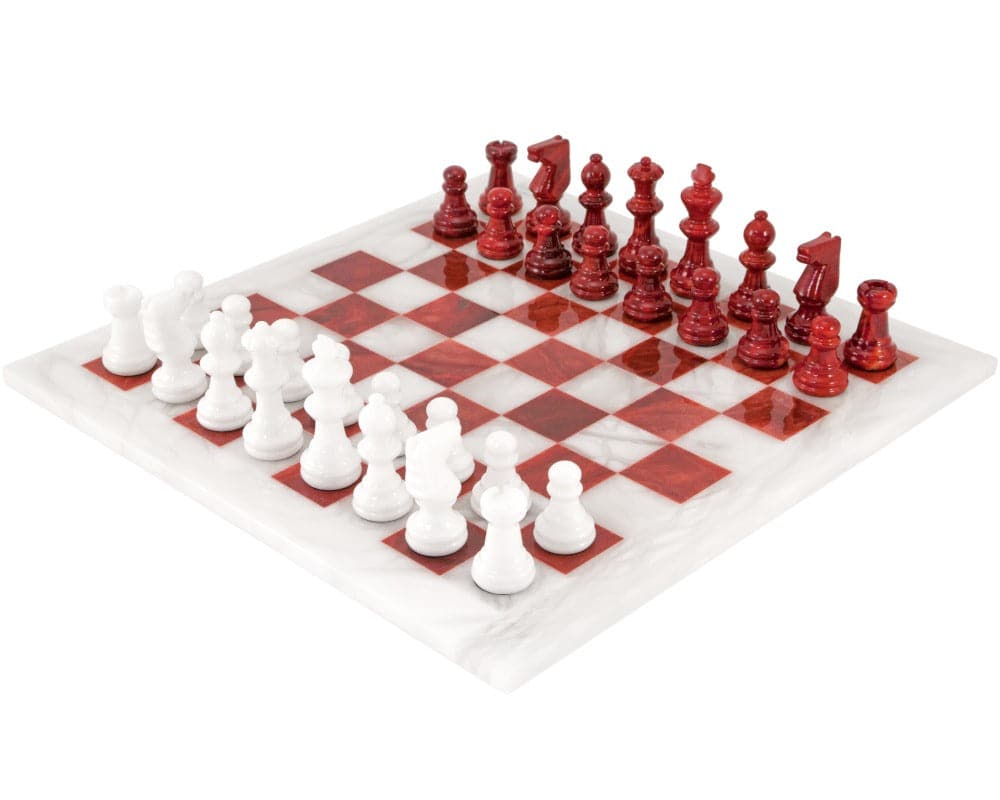 Chateau Martin & Laroche Joubert 赤白セット Luxurious Red & White Alabaster Chess Set - 37 cm