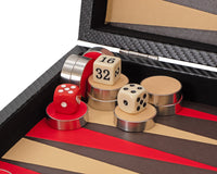 Italfama Folding Leatherette Backgammon Set In Black And Red