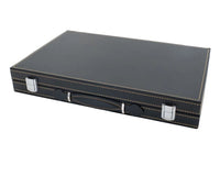 Italfama Folding Leatherette Backgammon Set, Black And Beige