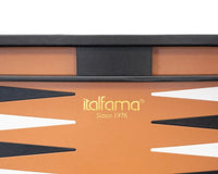 Italfama Folding Leatherette Backgammon Set, Black And Beige