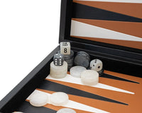 Italfama Folding Leatherette Backgammon Set, Black And Beige