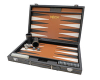 Italfama Folding Leatherette Backgammon Set, Black And Beige