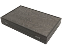 The Manopoulos Ebony And Gray Oak Luxury Backgammon Set With Vinyl Deluxe Cups