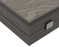 The Manopoulos Ebony And Gray Oak Luxury Backgammon Set With Vinyl Deluxe Cups