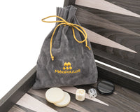 The Manopoulos Ebony And Gray Oak Luxury Backgammon Set With Vinyl Deluxe Cups