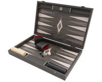 The Manopoulos Ebony And Gray Oak Luxury Backgammon Set With Vinyl Deluxe Cups