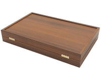 The Manopoulos Walnut, Black, And Oak Large Club Backgammon Set With Vinyl Deluxe Cups