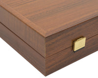 The Manopoulos Walnut, Black, And Oak Large Club Backgammon Set With Vinyl Deluxe Cups