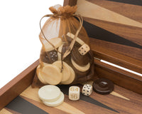 The Manopoulos Walnut, Black, And Oak Large Club Backgammon Set With Vinyl Deluxe Cups