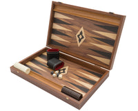 The Manopoulos Walnut, Black, And Oak Large Club Backgammon Set With Vinyl Deluxe Cups