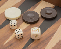 The Manopoulos Walnut, Black, And Oak Large Club Backgammon Set With Vinyl Deluxe Cups