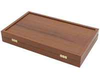 The Manopoulos Walnut, Black, And Oak Club Compact Backgammon Set With Vinyl Deluxe Cups