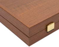 The Manopoulos Walnut, Black, And Oak Club Compact Backgammon Set With Vinyl Deluxe Cups