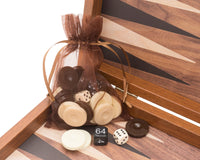 The Manopoulos Walnut, Black, And Oak Club Compact Backgammon Set With Vinyl Deluxe Cups