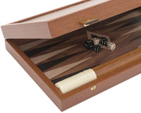 The Manopoulos Walnut, Black, And Oak Club Compact Backgammon Set With Vinyl Deluxe Cups