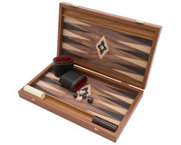The Manopoulos Walnut, Black, And Oak Club Compact Backgammon Set With Vinyl Deluxe Cups