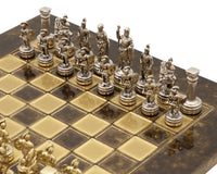 Manopoulos Greek And Roman Army Metal Chess Set With Wooden Case - Small