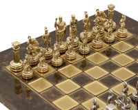 Manopoulos Greek And Roman Army Metal Chess Set With Wooden Case - Small