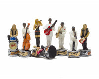 The Jazz Band Vs. Rock Stars Hand-Painted Themed Chess Pieces By Italfama