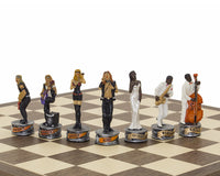 The Jazz Band Vs. Rock Stars Hand-Painted Themed Chess Pieces By Italfama