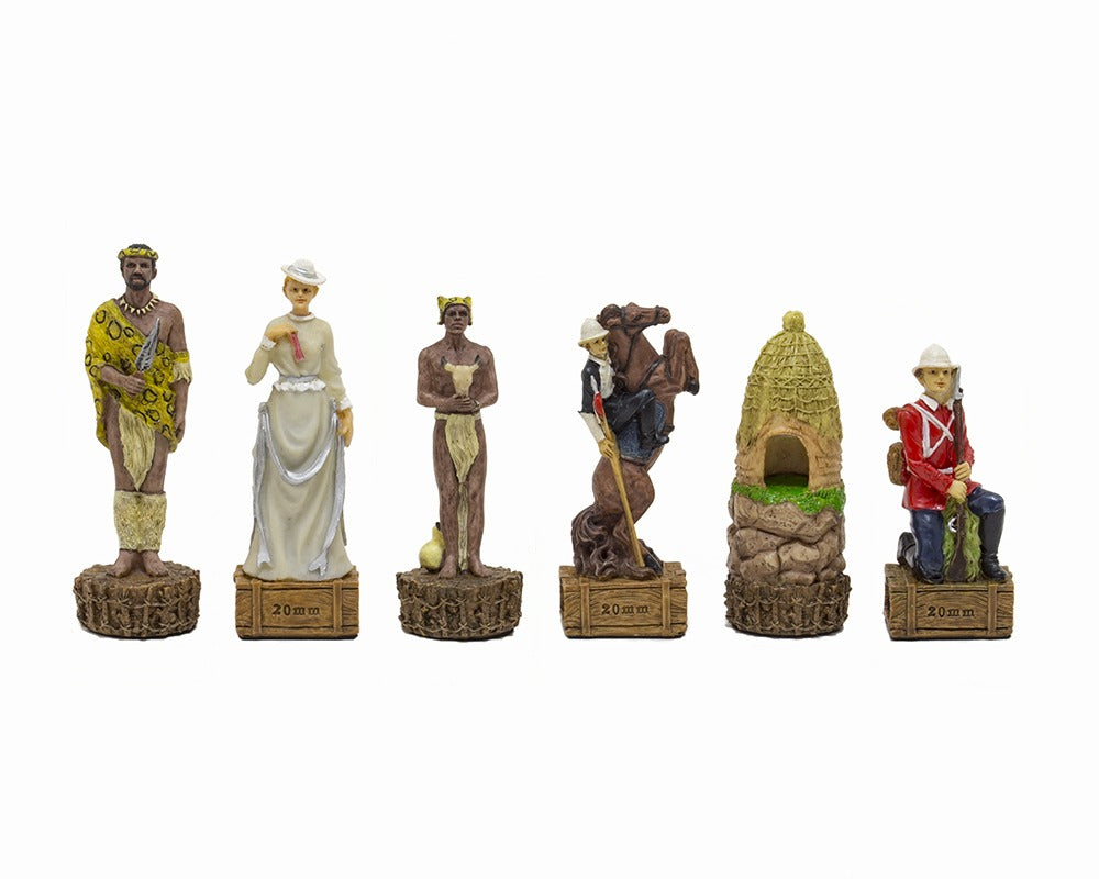 The British Vs. Zulus Hand-Painted Themed Chess Pieces By Italfama