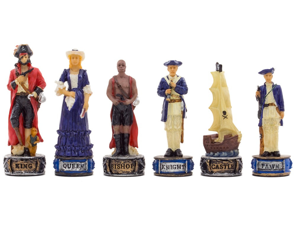 Pirates Vs. Navy Hand-Painted Themed Chess Pieces By Italfama