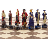 Pirates Vs. Navy Hand-Painted Themed Chess Pieces By Italfama