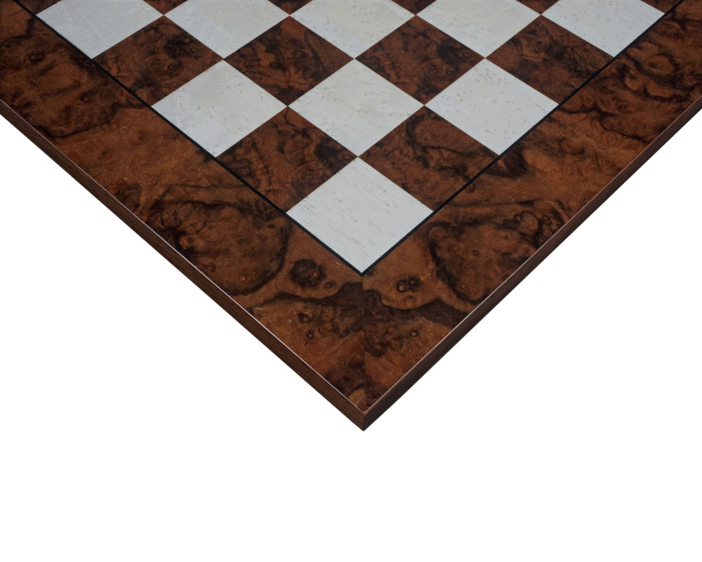 20.5-Inch Dark Walnut Burl Luxury Italian Chess Board