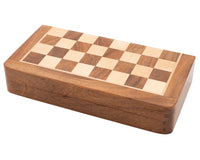 Deluxe Hardwood Folding Travel 9.8-Inch Magnetic Chess Set