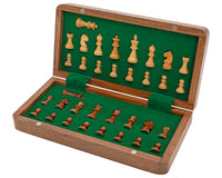 Deluxe Hardwood Folding Travel 9.8-Inch Magnetic Chess Set