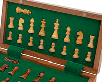 Deluxe Hardwood Folding Travel 9.8-Inch Magnetic Chess Set