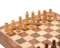 Deluxe Hardwood Folding Travel 9.8-Inch Magnetic Chess Set