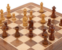 Deluxe Hardwood Folding Travel 9.8-Inch Magnetic Chess Set