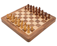 Deluxe Hardwood Folding Travel 9.8-Inch Magnetic Chess Set