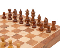 Deluxe Hardwood Folding Travel Magnetic Chess Set, 11.8 Inches