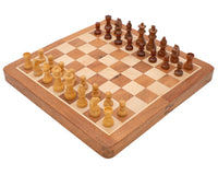 Deluxe Hardwood Folding Travel Magnetic Chess Set, 11.8 Inches