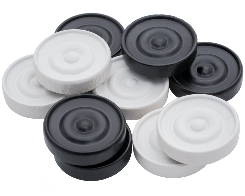 Italian Black-And-White Lacquered Wooden Checkers