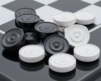 Italian Black-And-White Lacquered Wooden Checkers