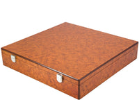 Root Wood Burl Luxury Chess Piece Storage Case With Compartments, 16.9 Inches