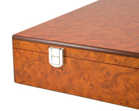 Root Wood Burl Luxury Chess Piece Storage Case With Compartments, 16.9 Inches