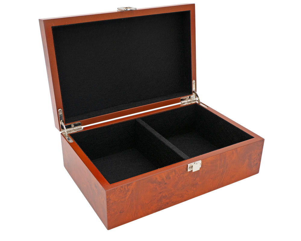 Root Wood Burl Chess Piece Case With Hinged Lid - Small