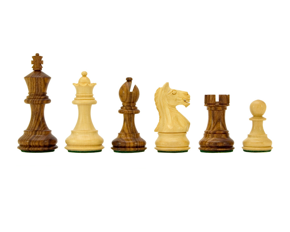 Fierce Knight Sheesham Staunton Chess Pieces - 3 Inches, Includes Dark Wood Case
