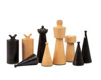 Art Deco Ebonized Boxwood Chess Pieces - 3.5 Inches