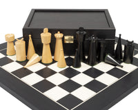 Art Deco Ebonized Boxwood Chess Pieces - 3.5 Inches