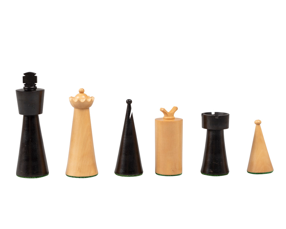 Art Deco Ebonized Boxwood Chess Pieces - 3.5 Inches