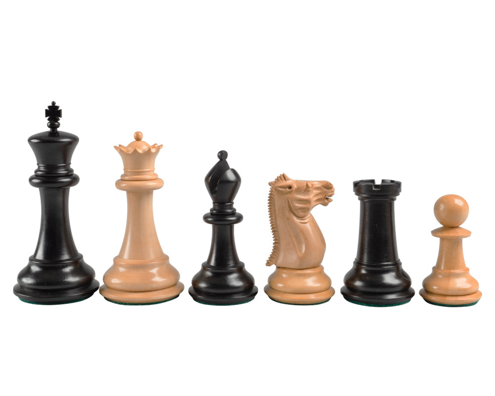 1849 Reproduction Staunton Ebony Chess Pieces - 4 Inches