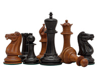 1849 Reproduction Staunton Ebony And Antiqued Boxwood Chess Pieces - 4.4 Inches