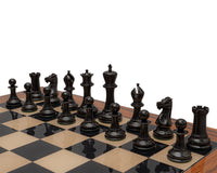 1849 Reproduction Staunton Ebony And Antiqued Boxwood Chess Pieces - 4.4 Inches