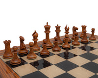 1849 Reproduction Staunton Ebony And Antiqued Boxwood Chess Pieces - 4.4 Inches