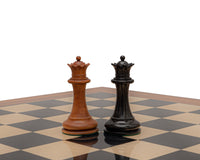 1849 Reproduction Staunton Ebony And Antiqued Boxwood Chess Pieces - 4.4 Inches